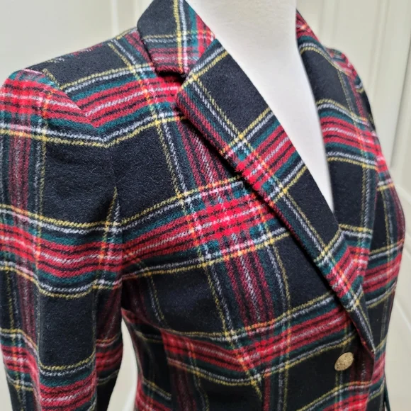 New J.Crew Wool-blend schoolboy blazer Black Tartan Plaid - Picture 6 of 12
